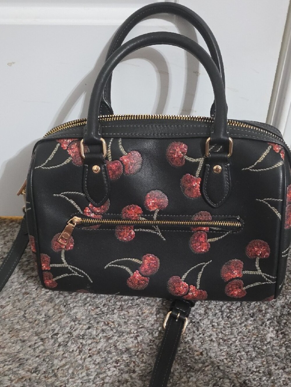 Coach Black Cherry Blossom  Satchel - Picture 3 of 7